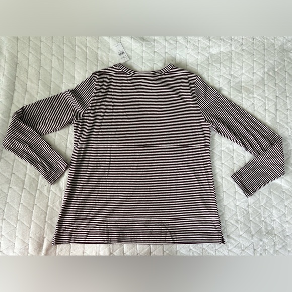 NWT Loft | Long Sleeve Striped Tee | Burgundy and White | Size Medium - Picture 10 of 10